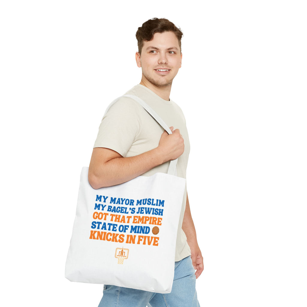 My Mayor Muslim Knicks In Five Tote Bag | NY Knicks Championship 2026 Fan-Art | Basketball Gift