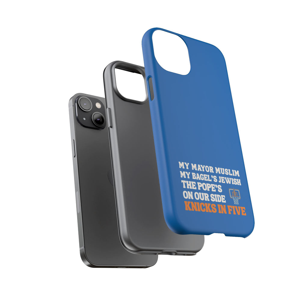 My Mayor Muslim Knicks In Five iPhone Case | My Bagel's Jewish The Pope's On Our Side NY Knicks 2026 Championship Funny Phone Cover