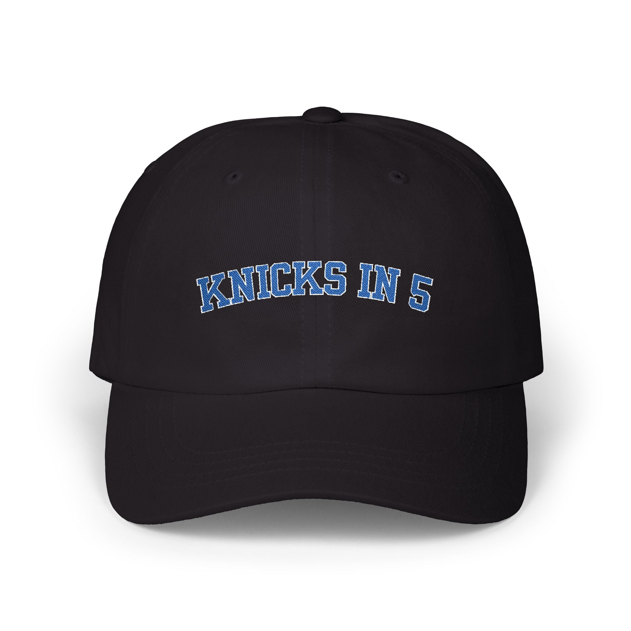 Knicks In 5 Dad Hat | Embroidered NY Basketball Cap | White Playoff Hat