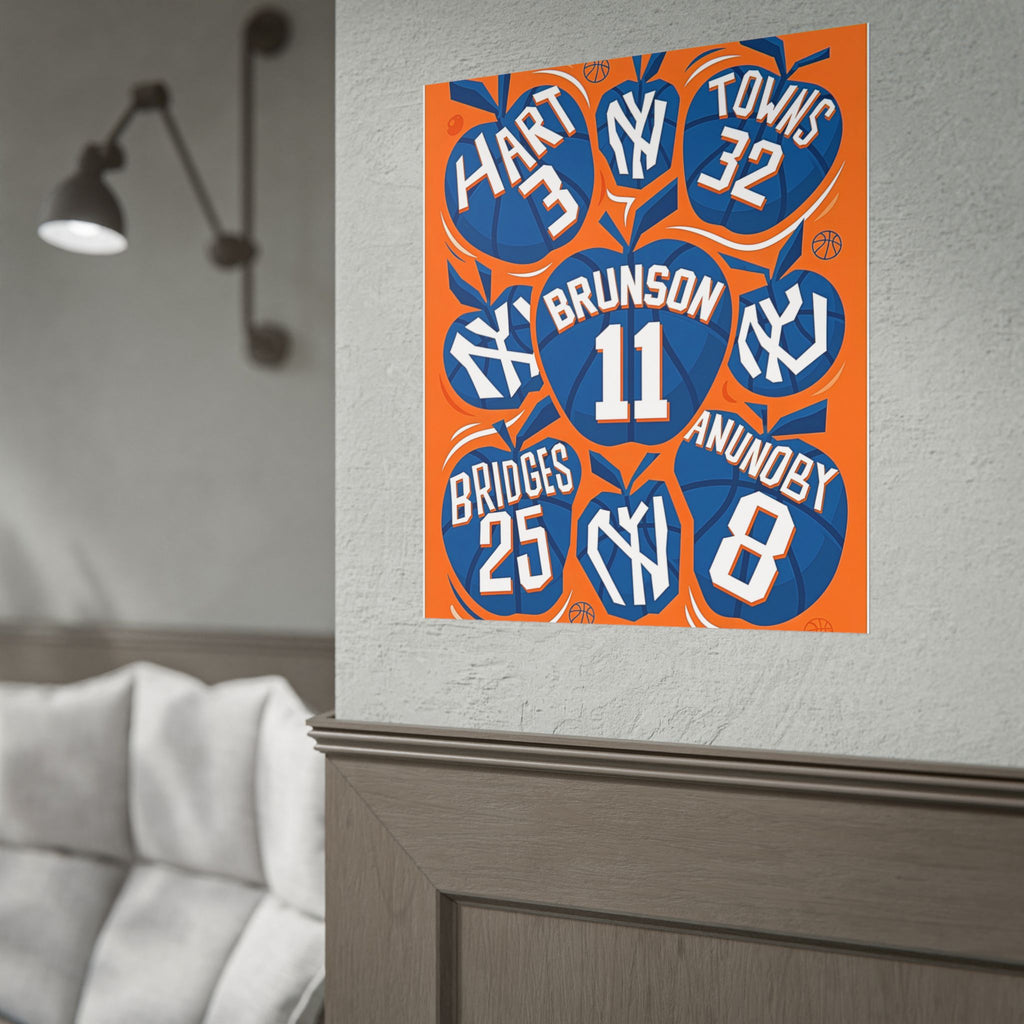 New York Knicks 2026 Championship Wall Art | Brunson and Team Retro Print