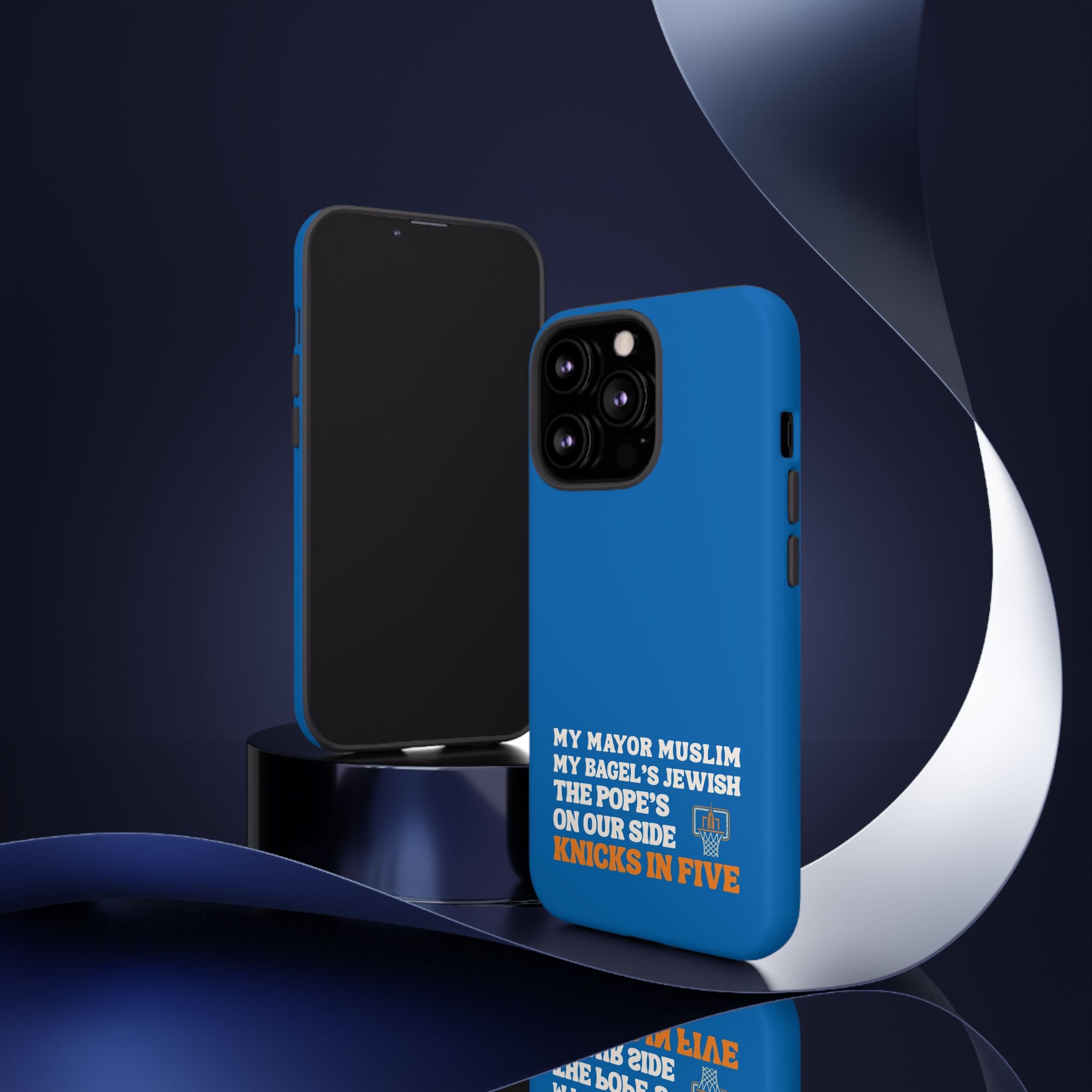 My Mayor Muslim Knicks In Five iPhone Case | My Bagel's Jewish The Pope's On Our Side NY Knicks 2026 Championship Funny Phone Cover