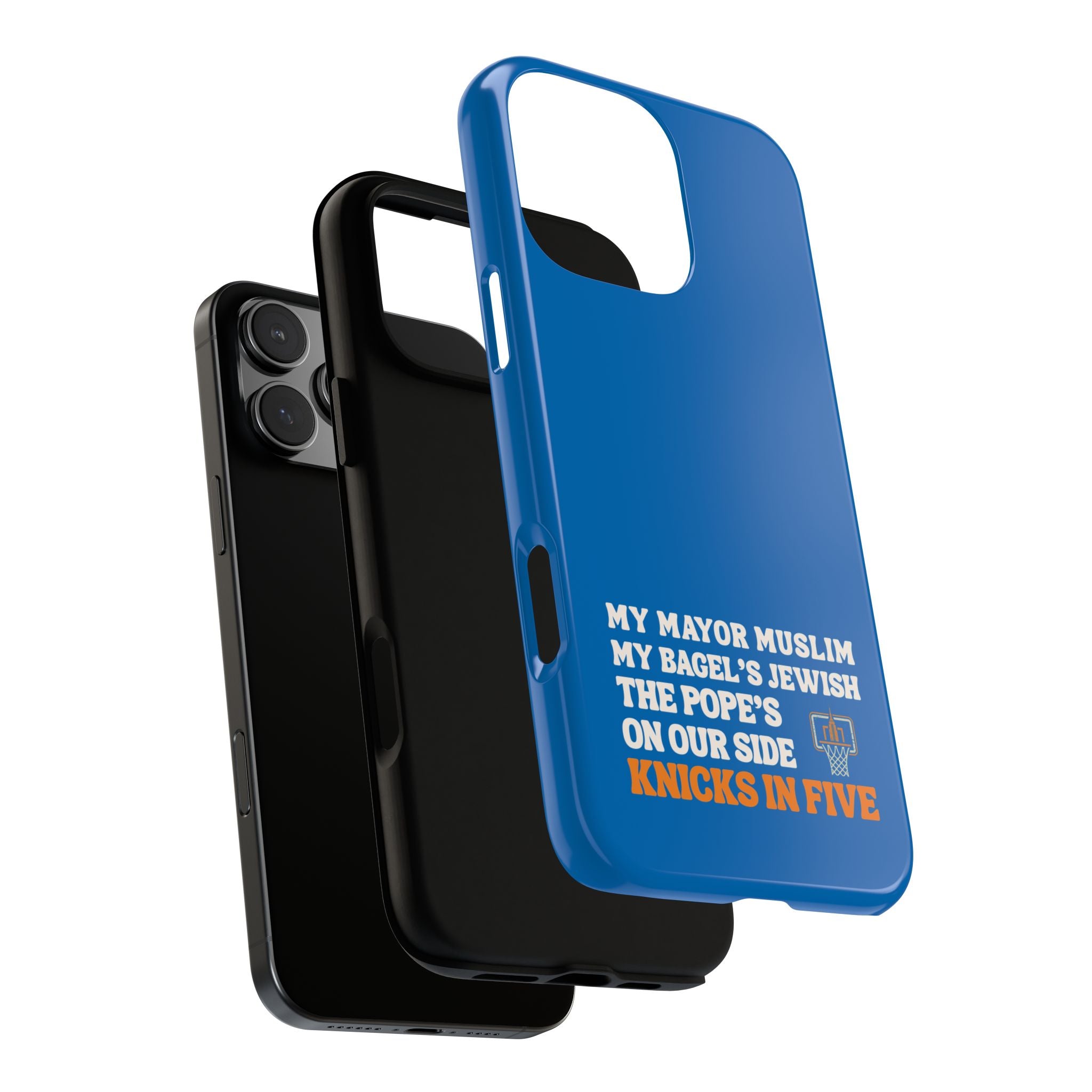 My Mayor Muslim Knicks In Five iPhone Case | My Bagel's Jewish The Pope's On Our Side NY Knicks 2026 Championship Funny Phone Cover