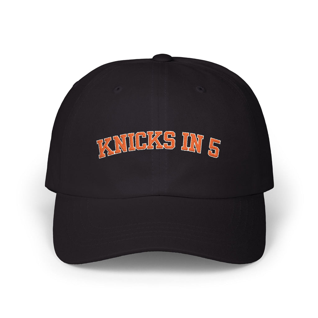 Knicks In 5 Dad Cap | Embroidered NY Basketball Hat | Playoff Hype Gift