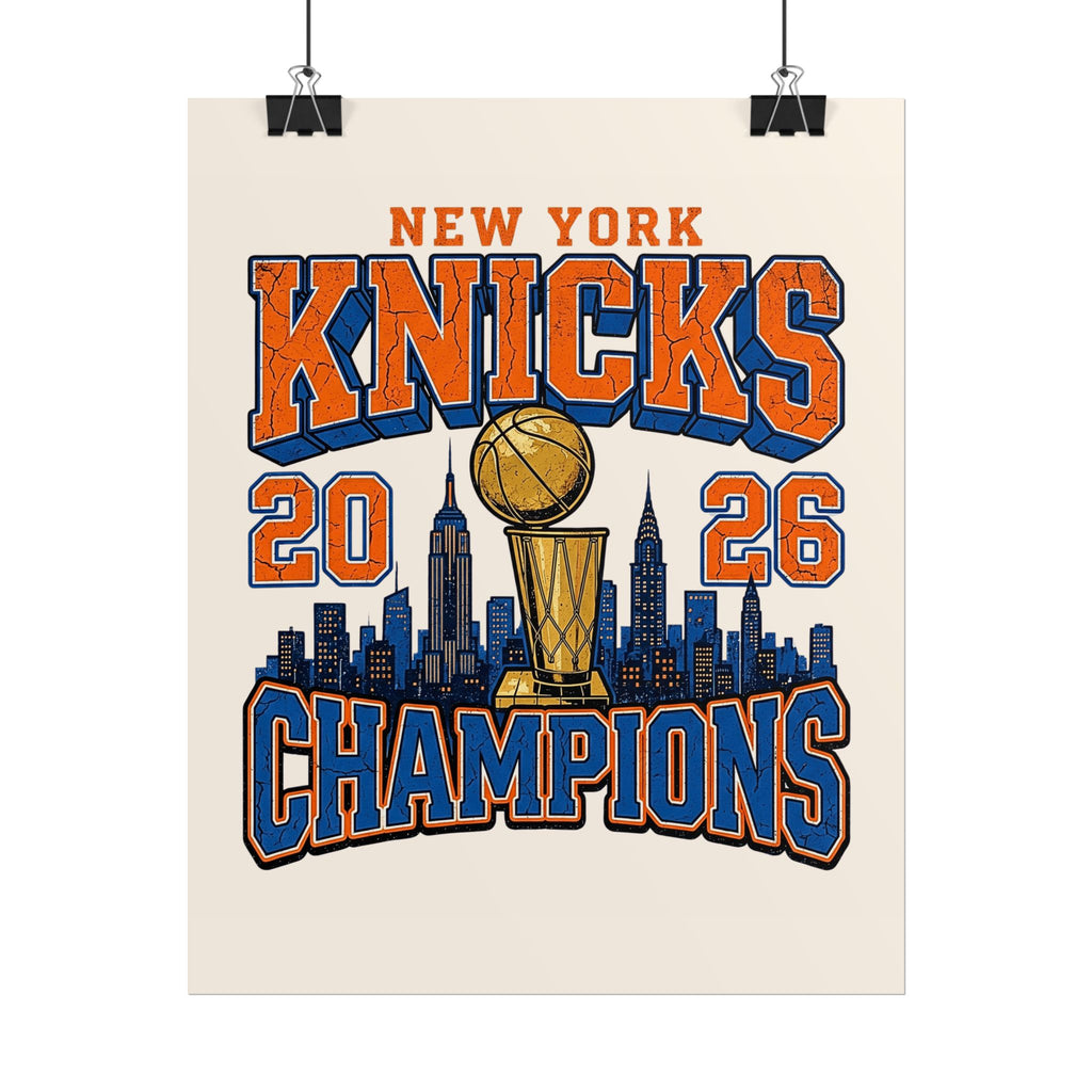 New York Knicks 2026 Champions Wall Art | Retro Skyline Poster