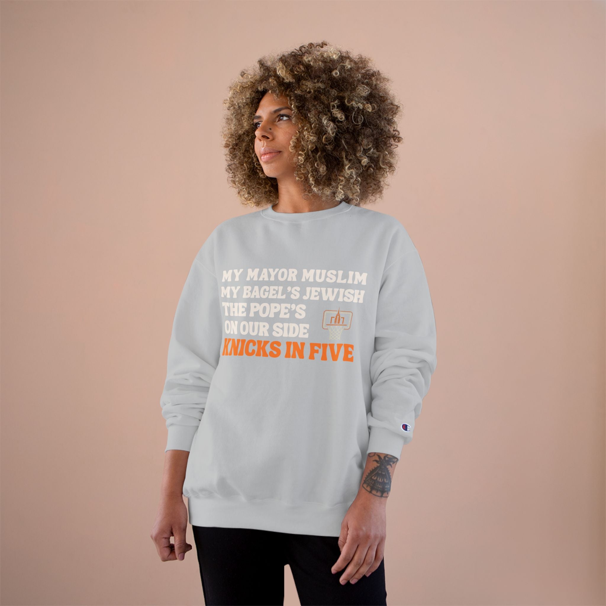 My Mayor Is Muslim My Bagel's Jewish The Pope Is On Our Side Knicks In Five Sweatshirt | Knicks NBA Champions 2026 | New York City Parade