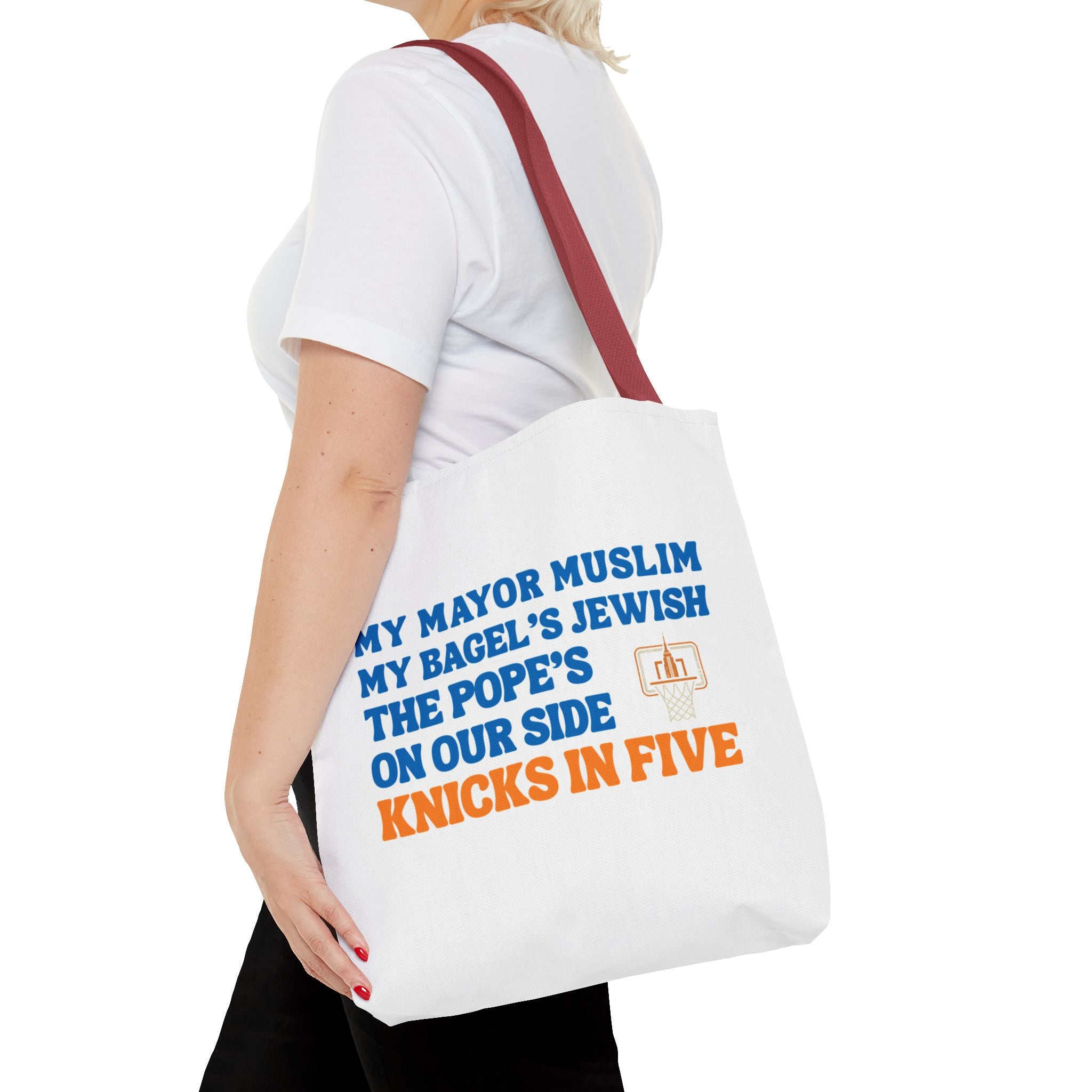 My Mayor Is Muslim My Bagel's Jewish The Pope Is On Our Side Knicks In Five Totebag | Knicks NBA Champions 2026 | New York City Parade