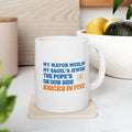 My Mayor Muslim My Bagel's Jewish The Pope's On Our Side Knicks In Five Mug | NY Knicks 2026 Championship Funny Coffee Mug