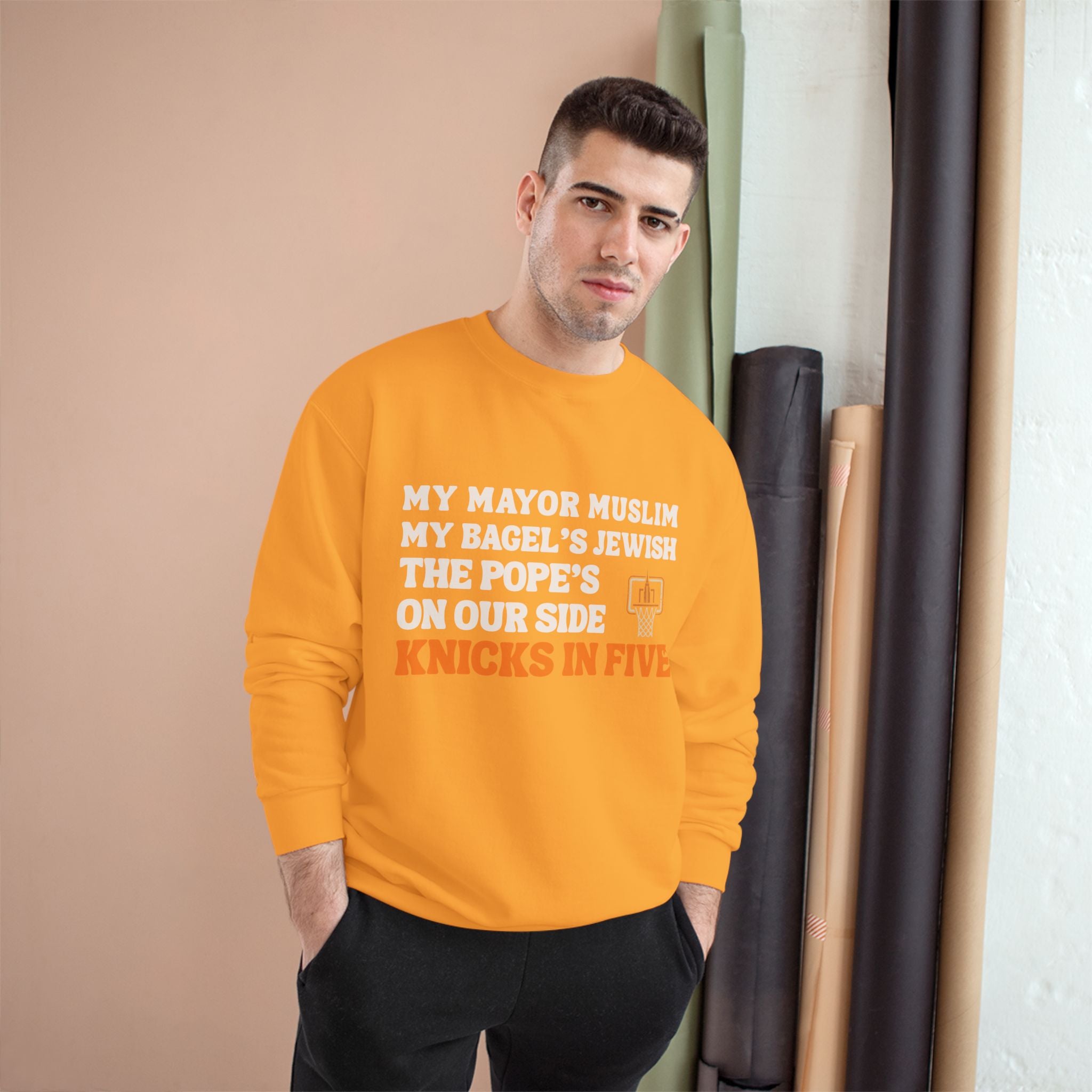 My Mayor Is Muslim My Bagel's Jewish The Pope Is On Our Side Knicks In Five Sweatshirt | Knicks NBA Champions 2026 | New York City Parade