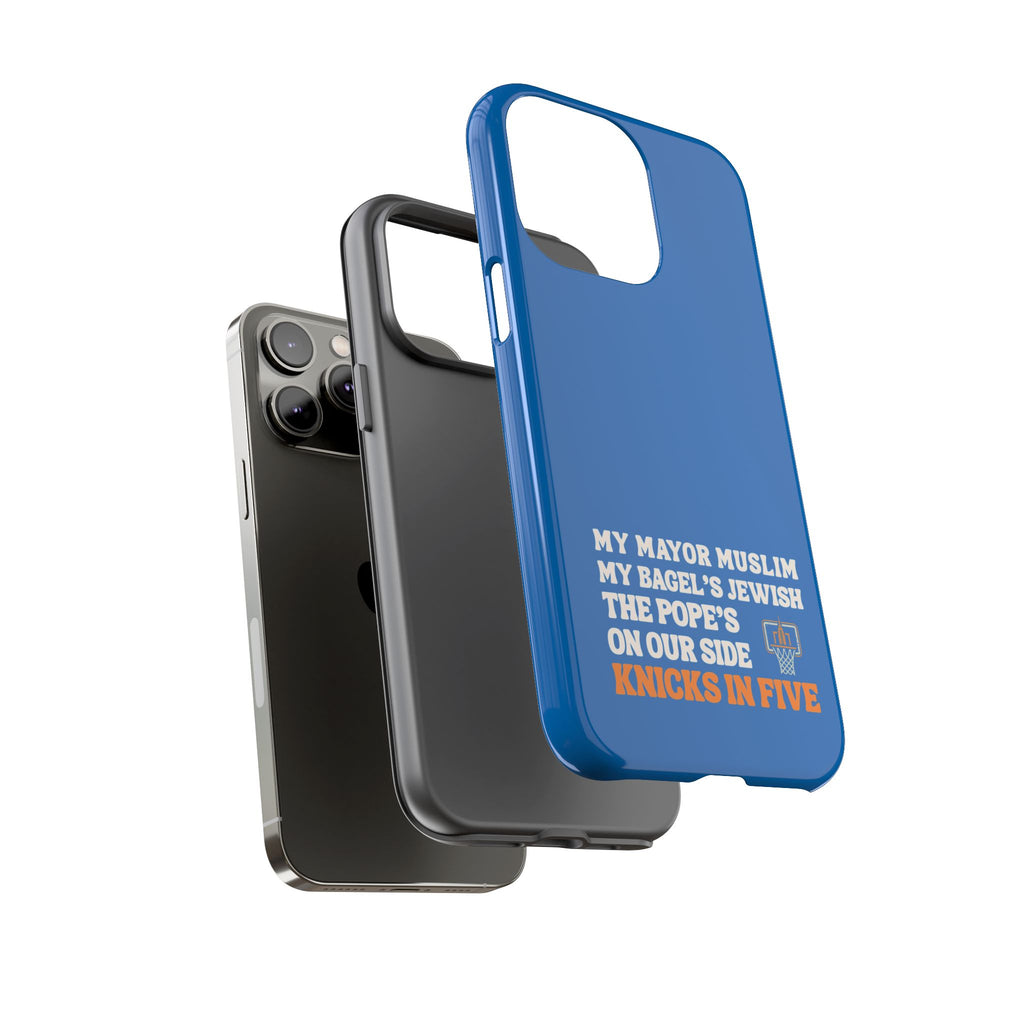My Mayor Muslim Knicks In Five iPhone Case | My Bagel's Jewish The Pope's On Our Side NY Knicks 2026 Championship Funny Phone Cover
