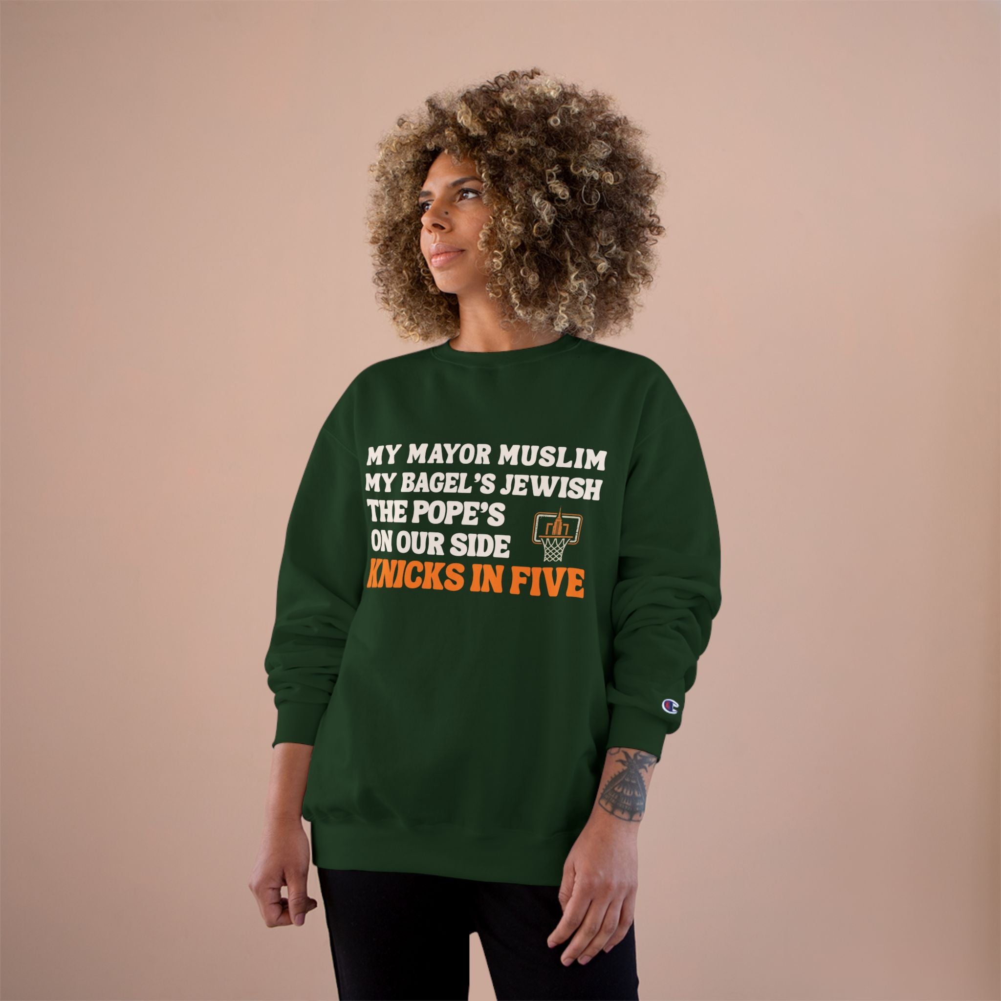 My Mayor Is Muslim My Bagel's Jewish The Pope Is On Our Side Knicks In Five Sweatshirt | Knicks NBA Champions 2026 | New York City Parade