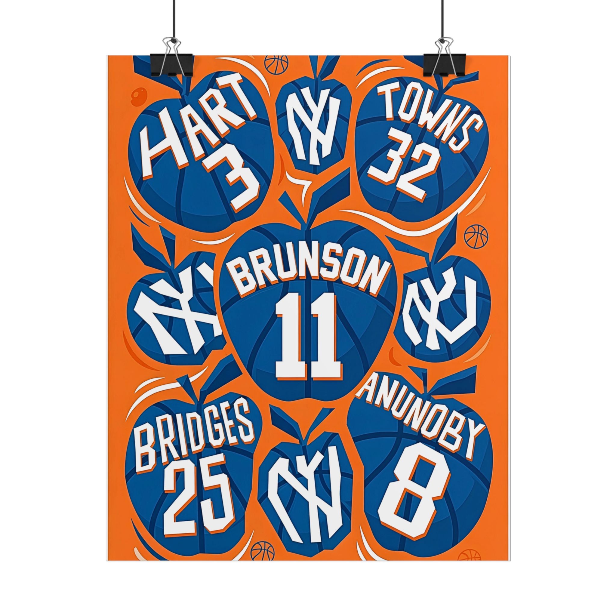 New York Knicks 2026 Championship Wall Art | Brunson and Team Retro Print