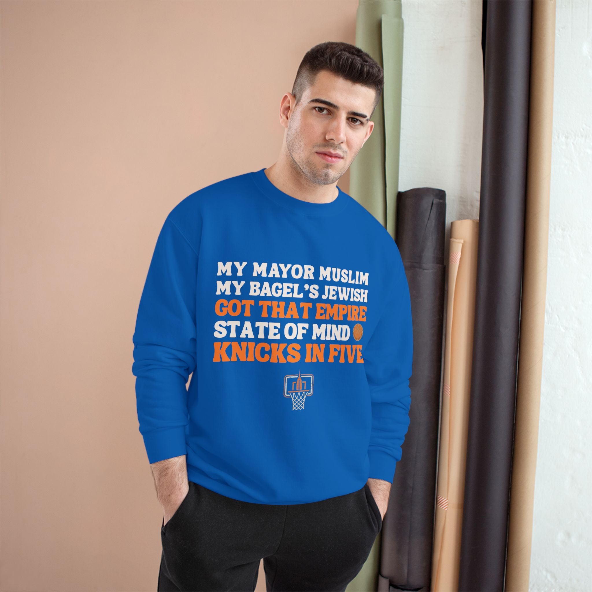 My Mayor Muslim Knicks In Five Champion Sweatshirt | NY Knicks Championship Fan Crewneck | Empire State of Mind Basketball Sweater Gift