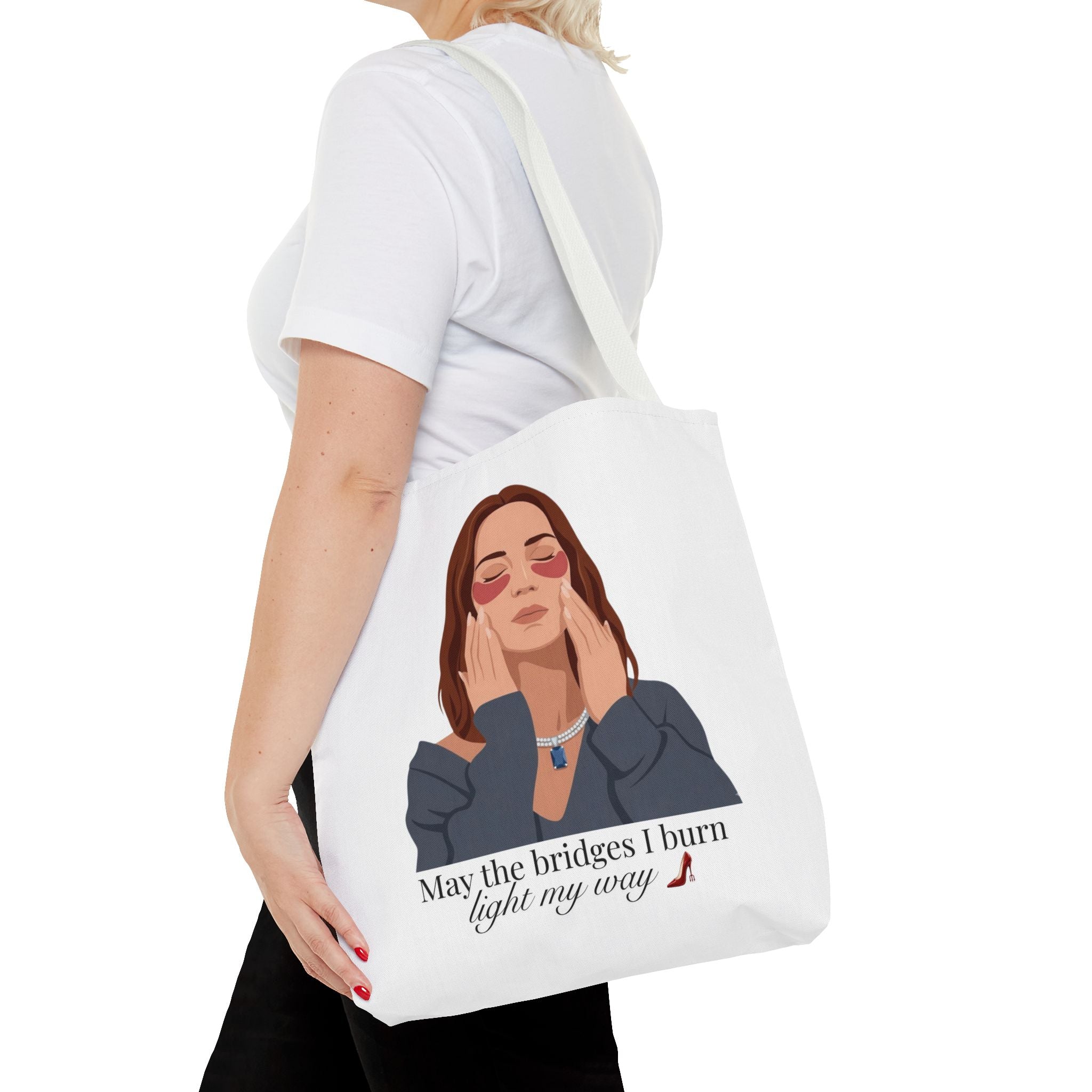 "May the Bridges I Burn Light My Way" Tote - White | Devil Wears Prada Inspired