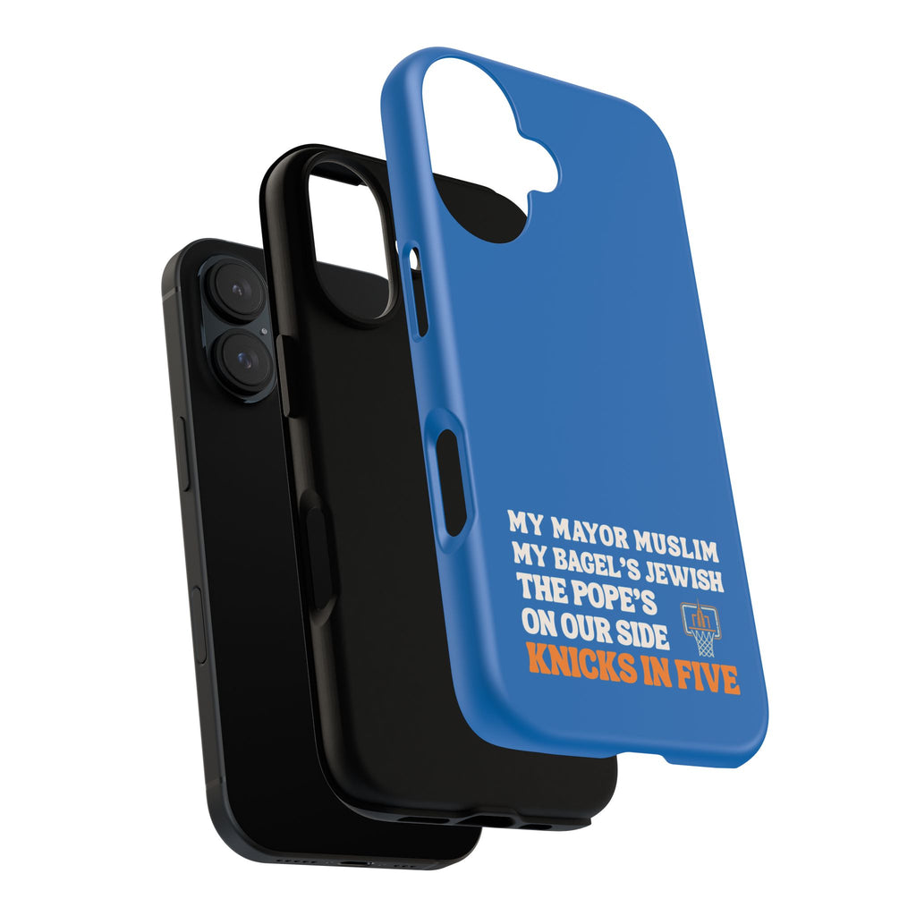 My Mayor Muslim Knicks In Five iPhone Case | My Bagel's Jewish The Pope's On Our Side NY Knicks 2026 Championship Funny Phone Cover