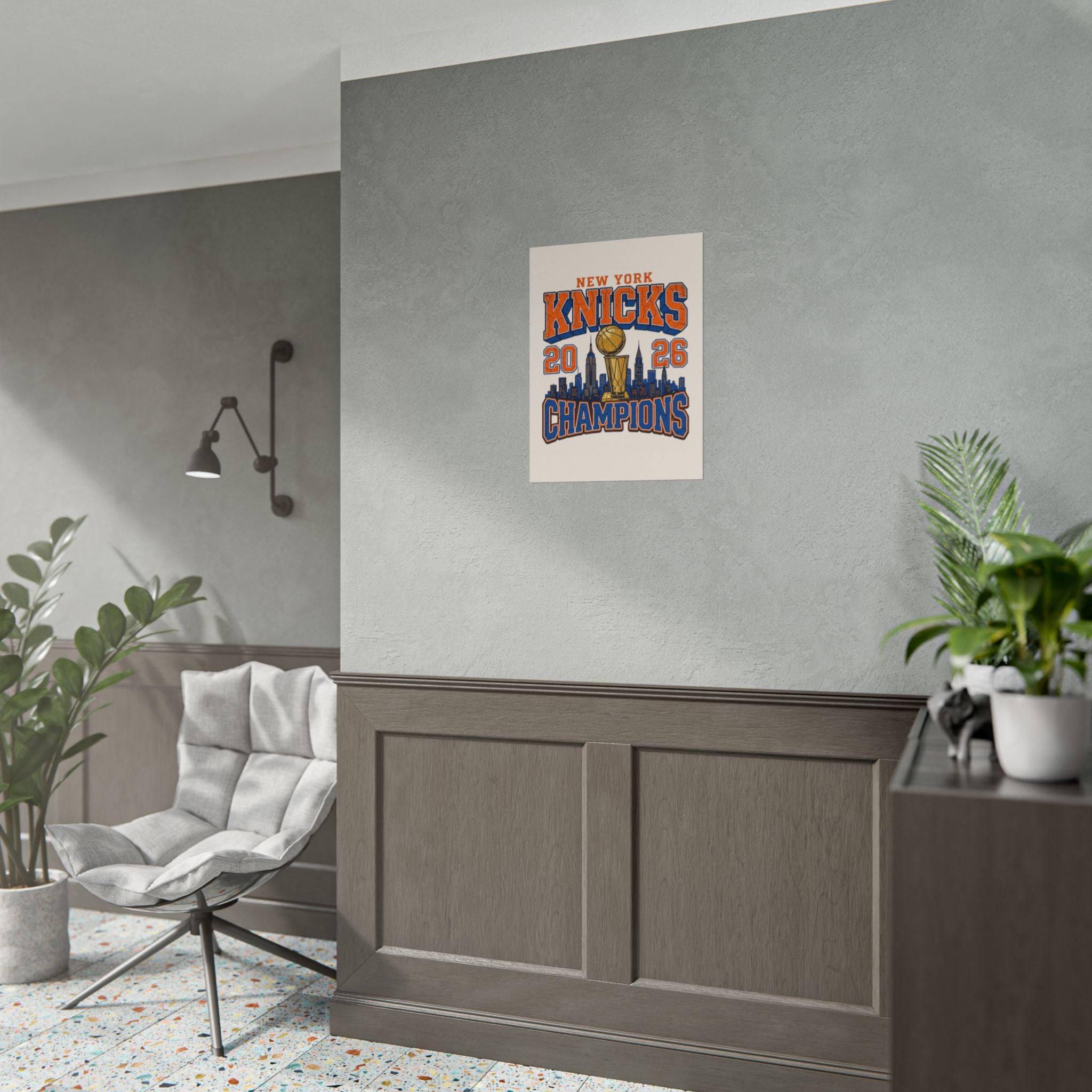 New York Knicks 2026 Champions Wall Art | Retro Skyline Poster