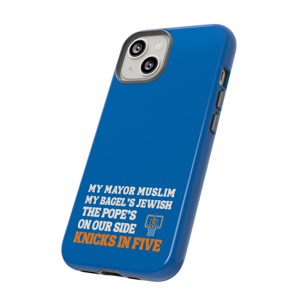 My Mayor Muslim Knicks In Five iPhone Case | My Bagel's Jewish The Pope's On Our Side NY Knicks 2026 Championship Funny Phone Cover