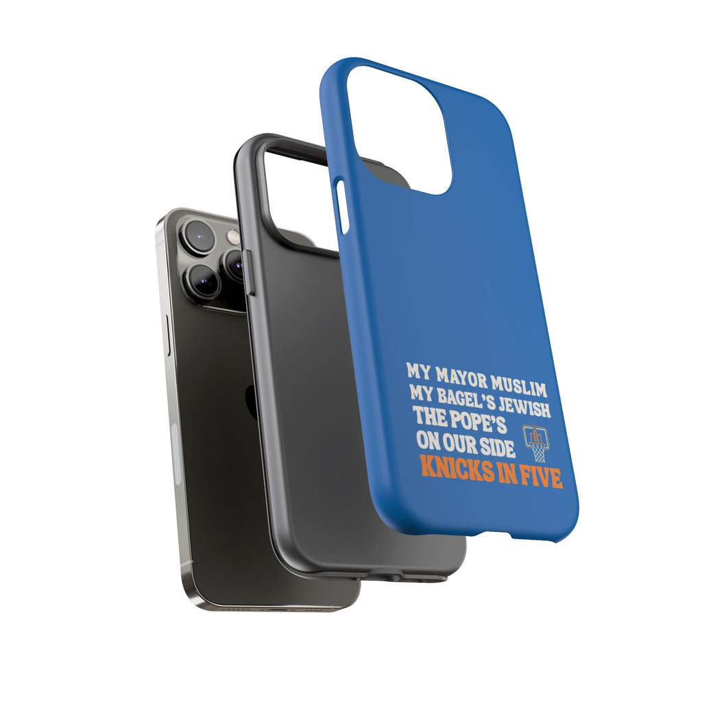 My Mayor Muslim Knicks In Five iPhone Case | My Bagel's Jewish The Pope's On Our Side NY Knicks 2026 Championship Funny Phone Cover