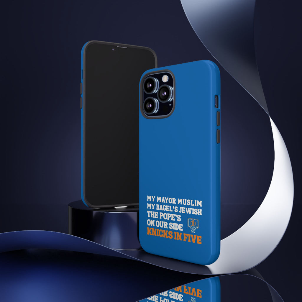 My Mayor Muslim Knicks In Five iPhone Case | My Bagel's Jewish The Pope's On Our Side NY Knicks 2026 Championship Funny Phone Cover