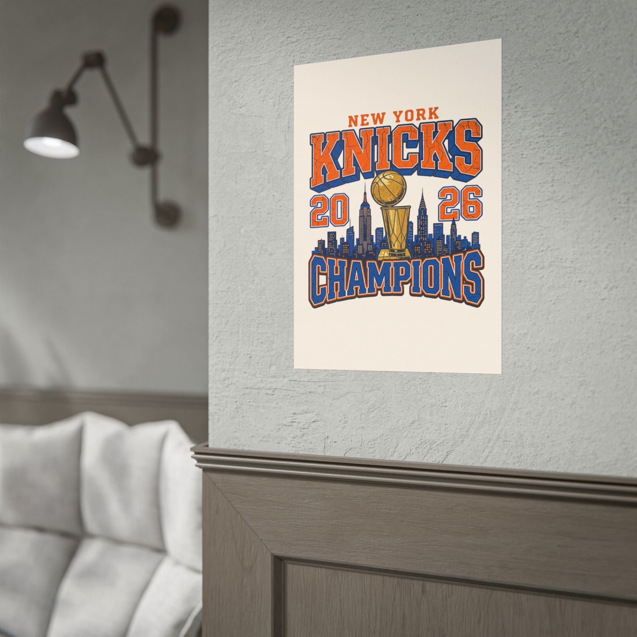 New York Knicks 2026 Champions Wall Art | Retro Skyline Poster