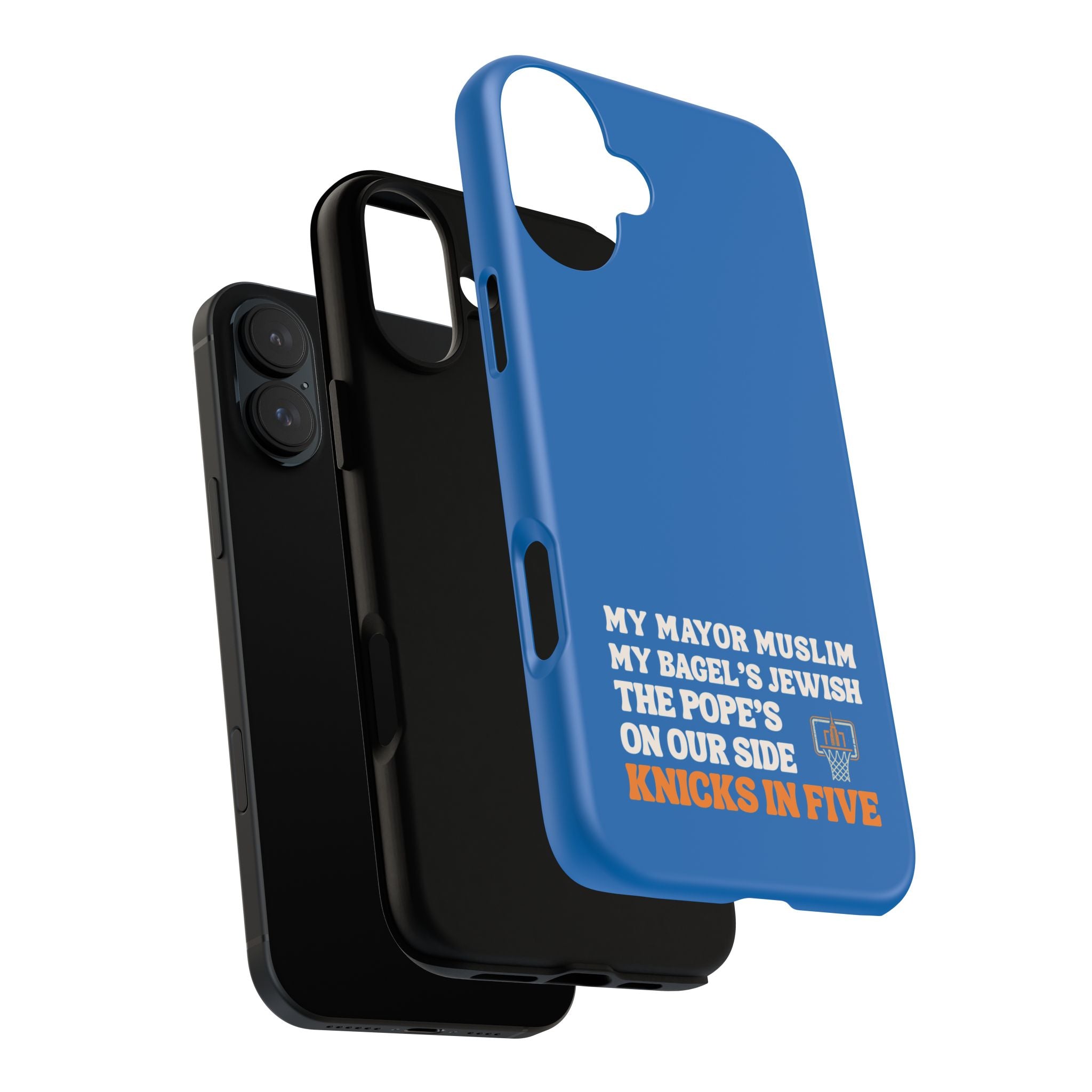 My Mayor Muslim Knicks In Five iPhone Case | My Bagel's Jewish The Pope's On Our Side NY Knicks 2026 Championship Funny Phone Cover