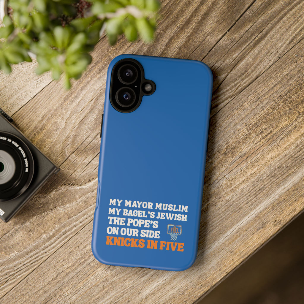 My Mayor Muslim Knicks In Five iPhone Case | My Bagel's Jewish The Pope's On Our Side NY Knicks 2026 Championship Funny Phone Cover