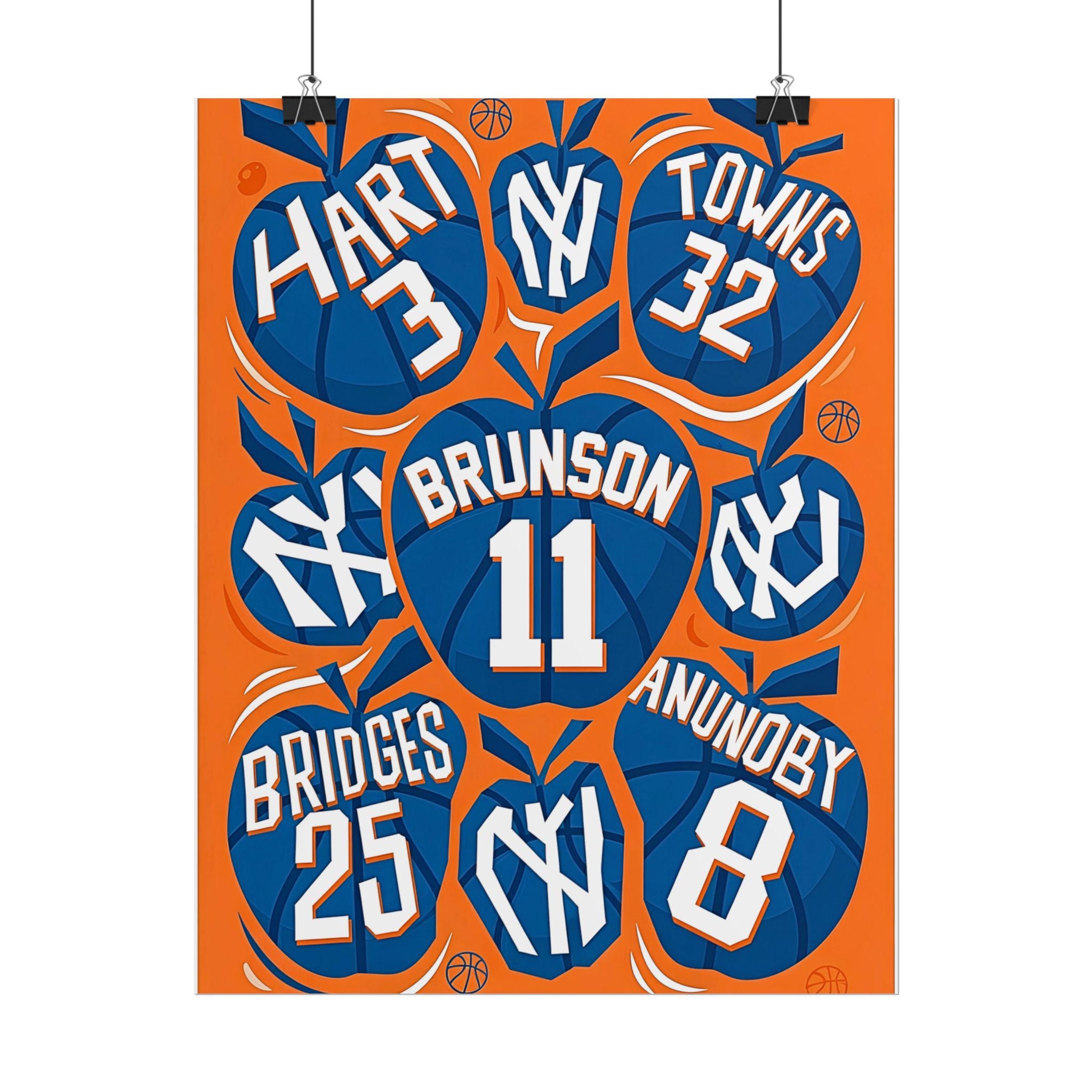 New York Knicks 2026 Championship Wall Art | Brunson and Team Retro Print
