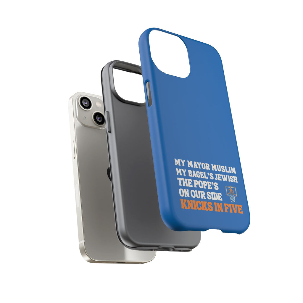 My Mayor Muslim Knicks In Five iPhone Case | My Bagel's Jewish The Pope's On Our Side NY Knicks 2026 Championship Funny Phone Cover