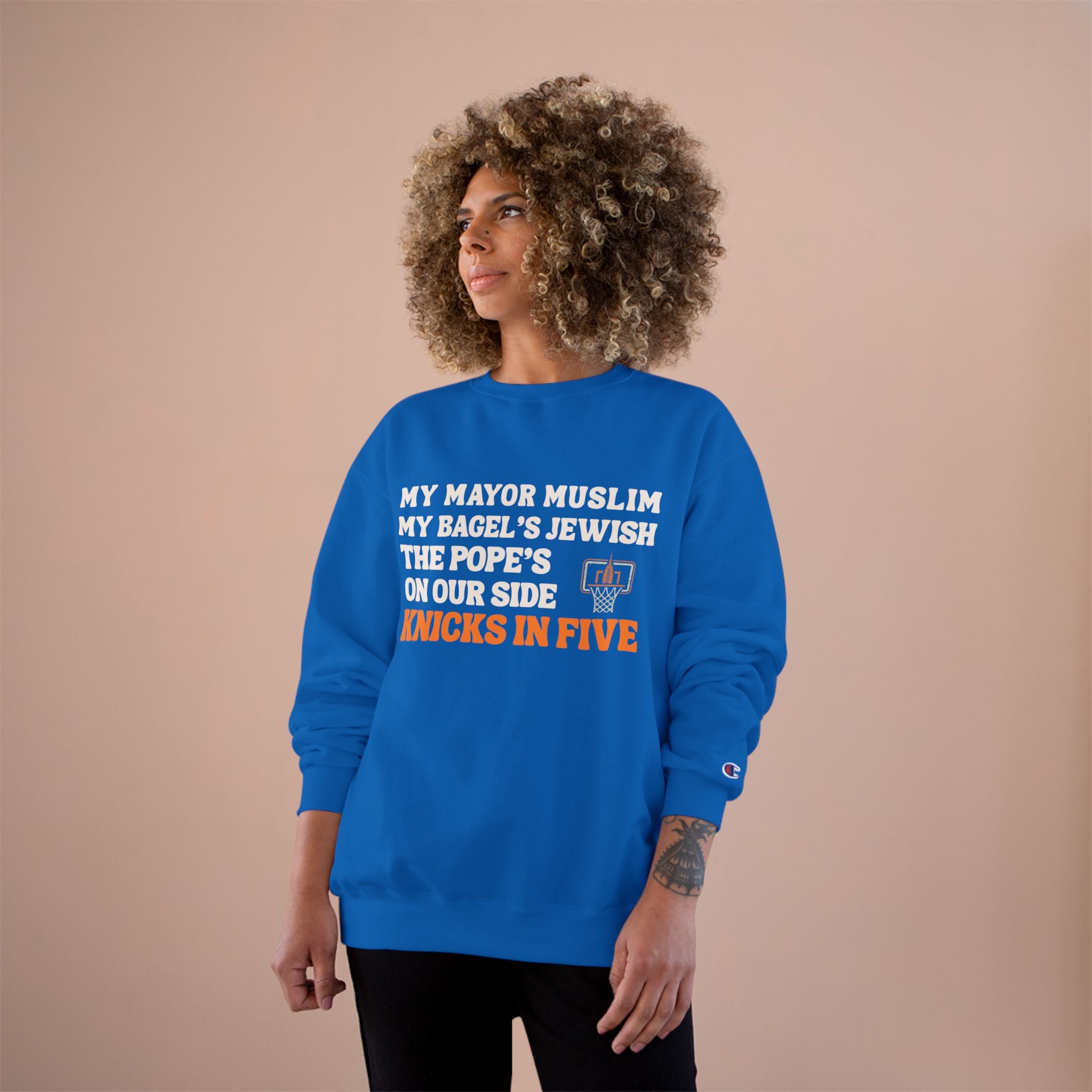My Mayor Is Muslim My Bagel's Jewish The Pope Is On Our Side Knicks In Five Sweatshirt | Knicks NBA Champions 2026 | New York City Parade
