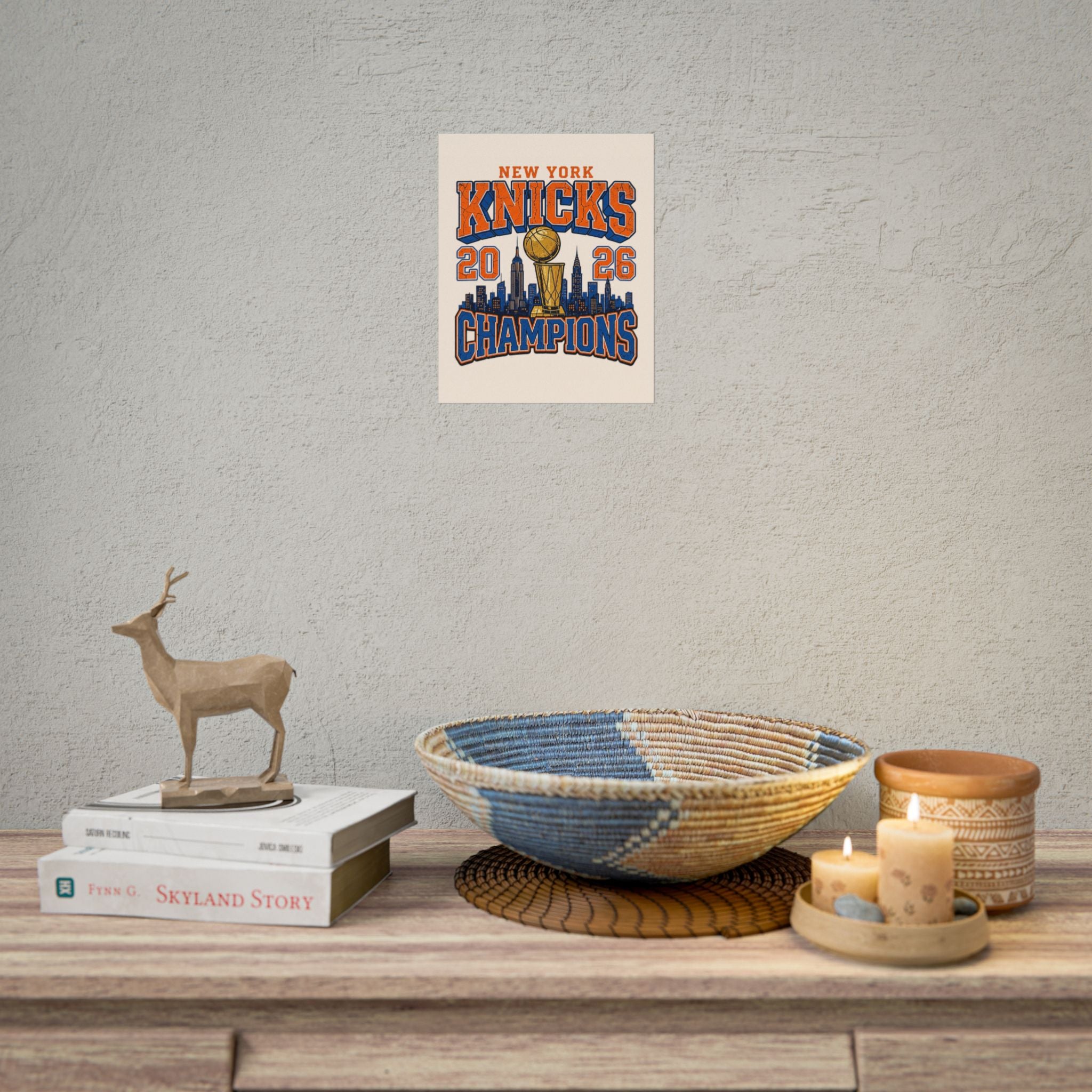 New York Knicks 2026 Champions Wall Art | Retro Skyline Poster