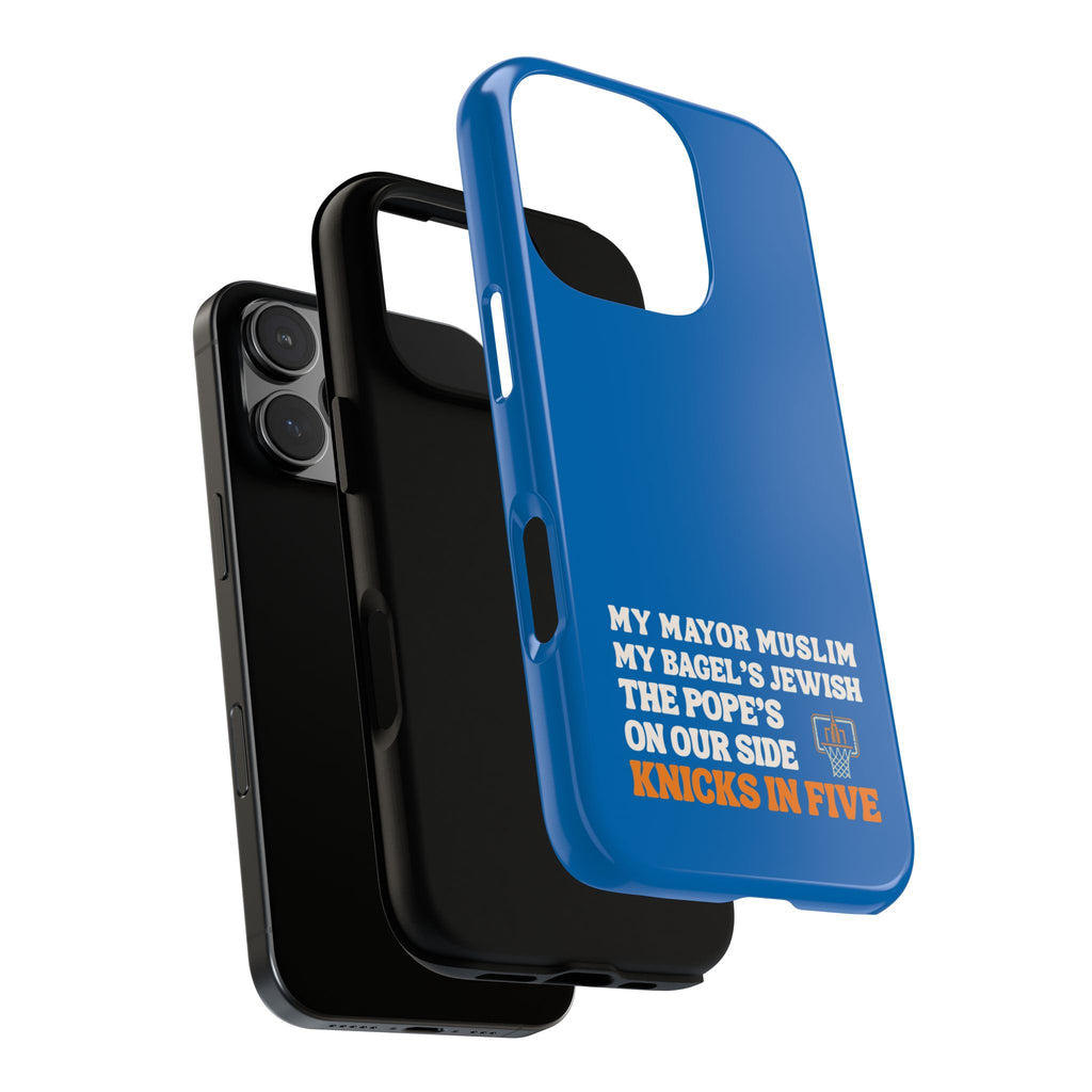My Mayor Muslim Knicks In Five iPhone Case | My Bagel's Jewish The Pope's On Our Side NY Knicks 2026 Championship Funny Phone Cover